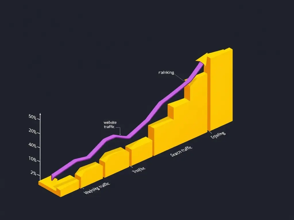 A graph showing the increase in website traffic and search engine ranking after implementing SEO strategies, demonstrating the positive impact of SEO services.
